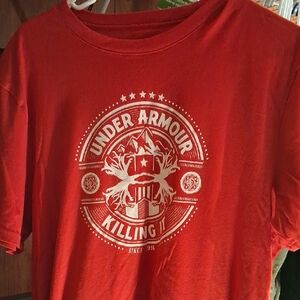Under Armour Red Graphic Logo Tee with White Emblem